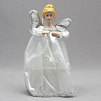 Новогодняя елочная игрушка фигурка Ангел с крыльями, 15 см, серебристый, пластик