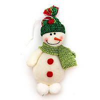 Мягкая новогодняя фигурка Снеговик, 8,5 см, белый, текстиль