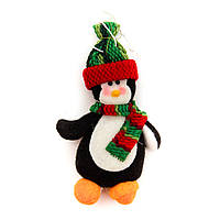 Мягкая новогодняя фигурка Пингвин, 8,5 см, разноцветный, текстиль