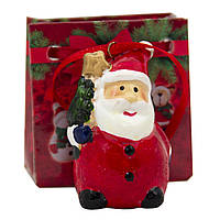 Декоративная фигурка Дед Мороз из керамики в бумажном пакете, 6,3 см, красный, керамика, бумага