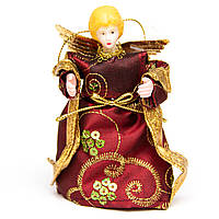 Новогодняя елочная игрушка фигурка Фея, 11 см, красный, полистоун, текстиль