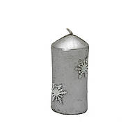 Свечка Снежинка, 4,6x4,6x8,3 см, серебристый, воск