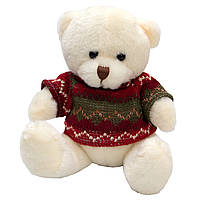 Мягкая игрушка медвежонок в свитере, 15 см, белый, мех искусственный