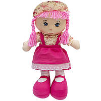Мягкая игрушка кукла с вышитым лицом, 36 см, розовое платье