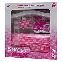 Игровой набор кукольная кровать "Современный дом", 31,5x9,5x33 см, розовый, пластик