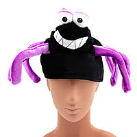 Карнавальная шляпа "Веселый паук", 36x36x17 см, вельвет, полиэстер, черно-фиолетовый