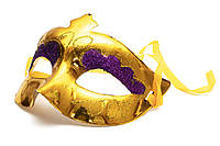 Маска карнавальная, золотистый с фиолетовым, 19x9 см, пластик