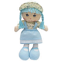 Мягкая игрушка кукла с вышитым лицом, 36 см, голубое платье