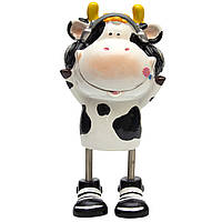 Декоративная фигурка копилка корова, 19,5x10x10,5 см, белый, полистоун