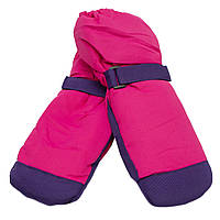 Водоотталкивающие детские лыжные варежки, размер 13, розовый, плащевка, флис, синтепон