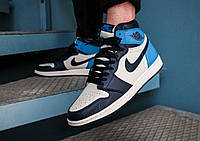 Кроссовки Nike Air Jordan 1 Retro. Найк Аир Джордан бело-синие