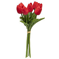 Искусственный букет цветов, 7 тюльпанов, красный, ткань, полиуретан, 30 см