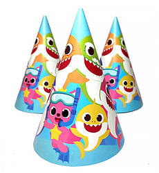 Ковпачки на день народження "Baby shark" (5шт.), висота - 15 см