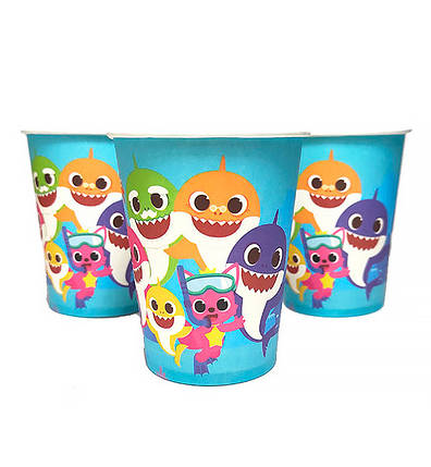 Паперові стакани "Baby shark" (10 шт.), Польща, 250 мл, фото 1