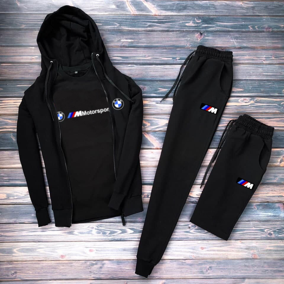 Спортивний костюм чоловічий зимовий BMW Motorsport теплий з начосом чорний комплект БМВ кофта штани на флісі