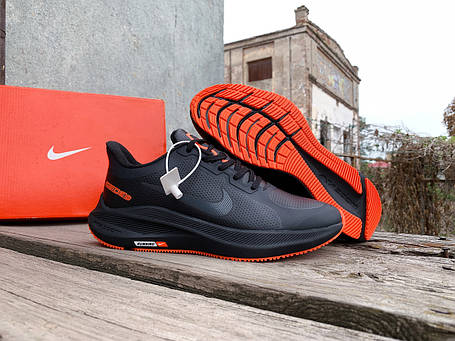 Чоловічі шкіряні кросівки Nike Zoom Guide 10 black orange чорні з жовтогарячим водонепроникні, фото 1