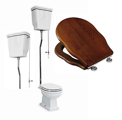 Унітаз з дерев'яним сидінням і високим бачком Hermitage Artceram