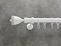 Карниз Quadrum Етерния 300 см одинарный Белый открытый 25 мм гладкая (кольца с крючками)