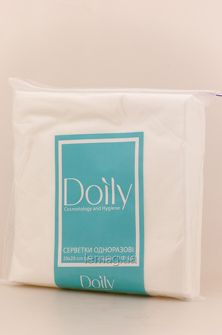 Doily Серветки 20см х 20см спанлейс, упаковка 100 шт - Гладкі, фото 1