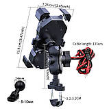 Бездротова зарядка + USB QC3.0 Мото тримач телефону на кермо дзеркало, фото 8