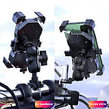 Бездротова зарядка + USB QC3.0 Мото тримач телефону на кермо дзеркало, фото 6