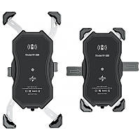 Мото тримач телефону на кермо дзеркало Бездротова зарядка + QC3.0
