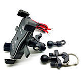 Бездротова зарядка + USB QC3.0 Мото тримач телефону на кермо дзеркало, фото 5