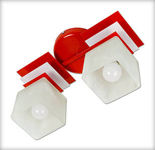 Червоно-біла стельова люстра на 2 плафони для кухні, спальні, дитячої, коридору Астра/2