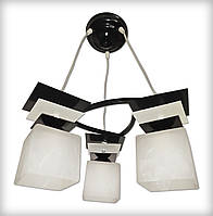Подвесная люстра на 3 плафона для большой кухни детской спальни кабинета Астра/3 черно-белая