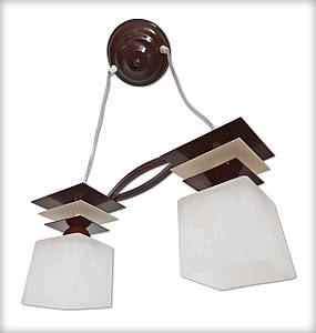 Підвісна люстра на 2 плафони для кухні, спальні, дитячої, коридору Астра/2 коричнево-бежева