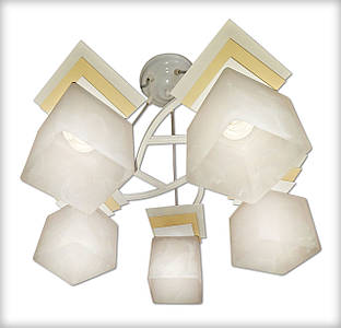 Люстра підвісна на 5 плафонів для великої кухні, дитячої, спальні Астра/5 біло-бежева