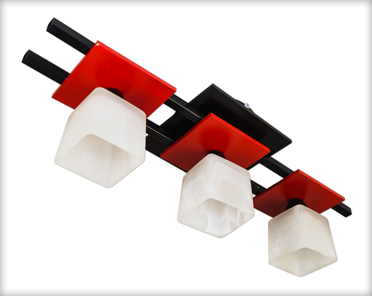 Оригінальна стельова люстра 3 плафони світильник для кухні спальні дитячої кімнгати коридору чорно-червона Данко/3