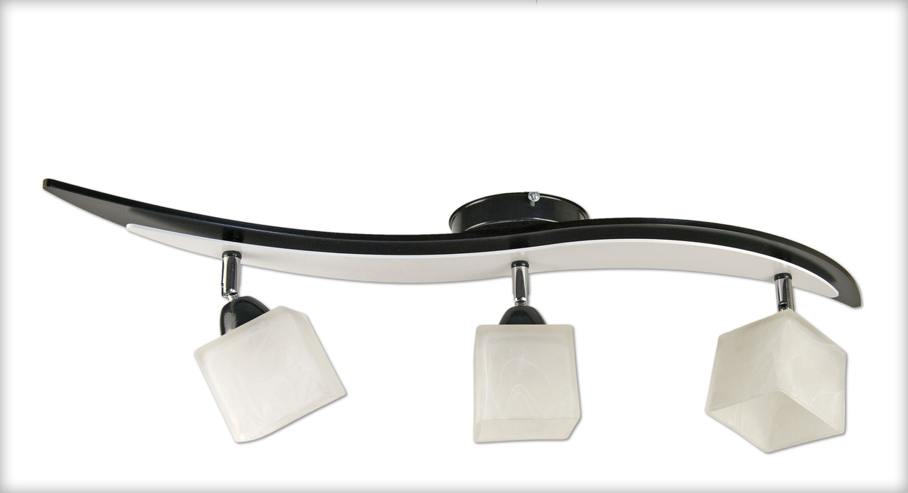 Стельовий світильник з 3 плафонами на шарнірах на кухню в коридор спальню дитячу кімнату Зоряна/3 чорно-біла