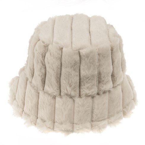 Хутряна панама бежева /пухнаста панама/тепла панама/жіноча панама/FS-524