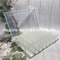 Коробка Органайзер пластиковый (бокс/контейнер) для бисера и фурнитуры 24 ячеек форма прямоугольника
