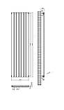 Вертикальний дизайнерський радіатор опалення ARTTIDESIGN Livorno 7/1800/476/50 чорний матовий, фото 3