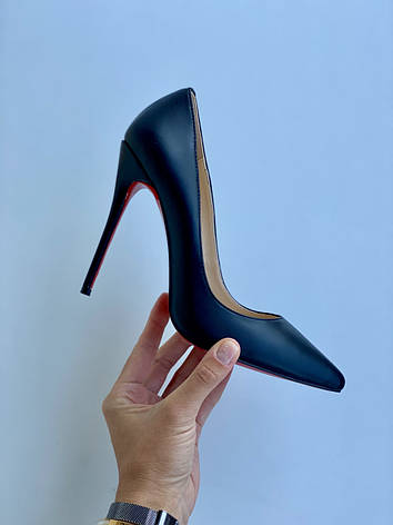 Жіночі чорні шкіряні туфлі — човники Christian Louboutin So Kate 12 см із червоною підошвою Лабутини лабутитен, фото 1