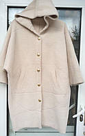 Женское шерстяное пальто из альпаки розовое