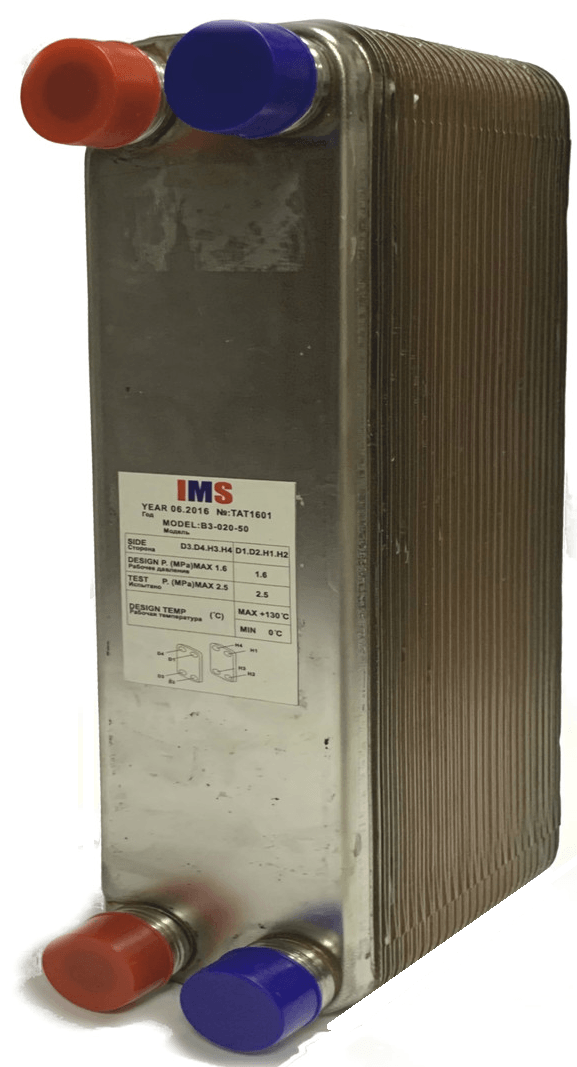 Пластинчастий теплообмінник IMS B3-020-50 Ø3/4"