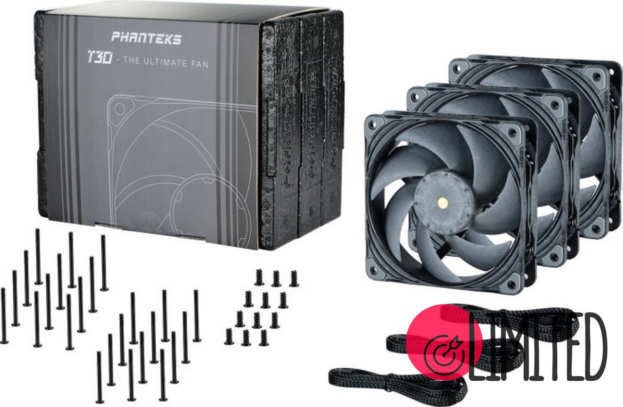 Комплект вентиляторів PHANTEKS T30 PWM 120mm Fan, Triple-Pack (PH-F120T30_BG_3P)