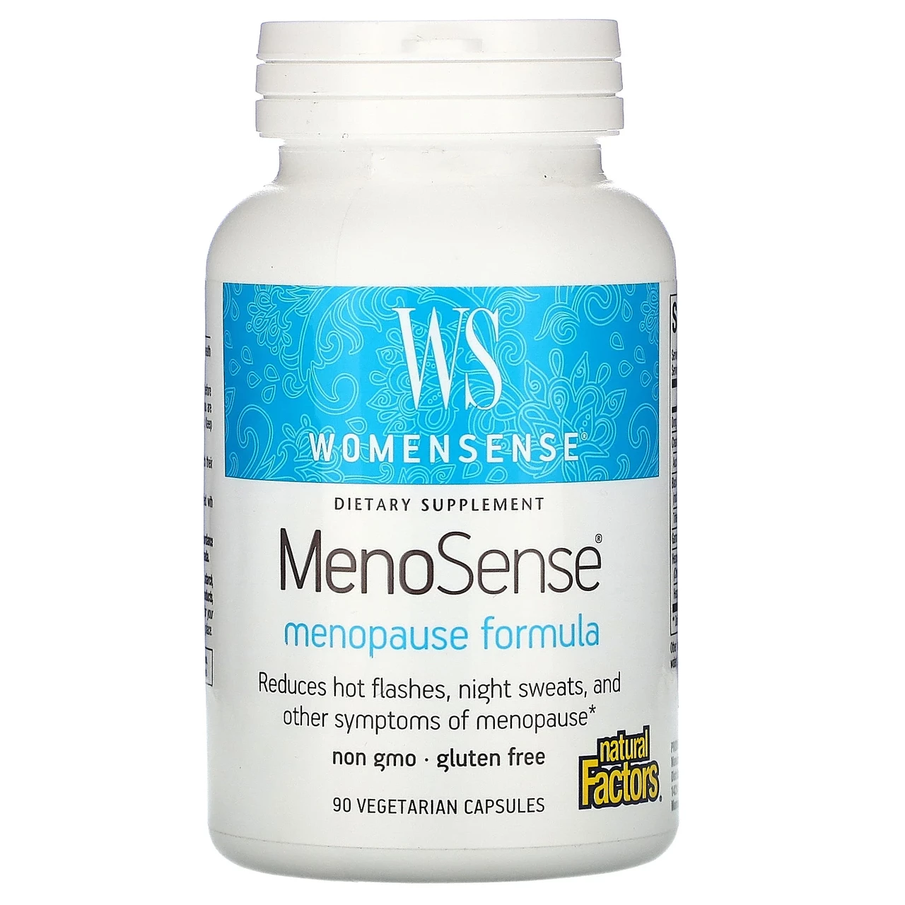 Natural Factors, WomenSense, MenoSense, формула для прийому під час менопаузи, 90 вегетаріанських капсул
