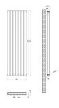 Вертикальний дизайнерський радіатор опалення ARTTIDESIGN Livorno II 7/1600/476/50 сірий матовий, фото 3