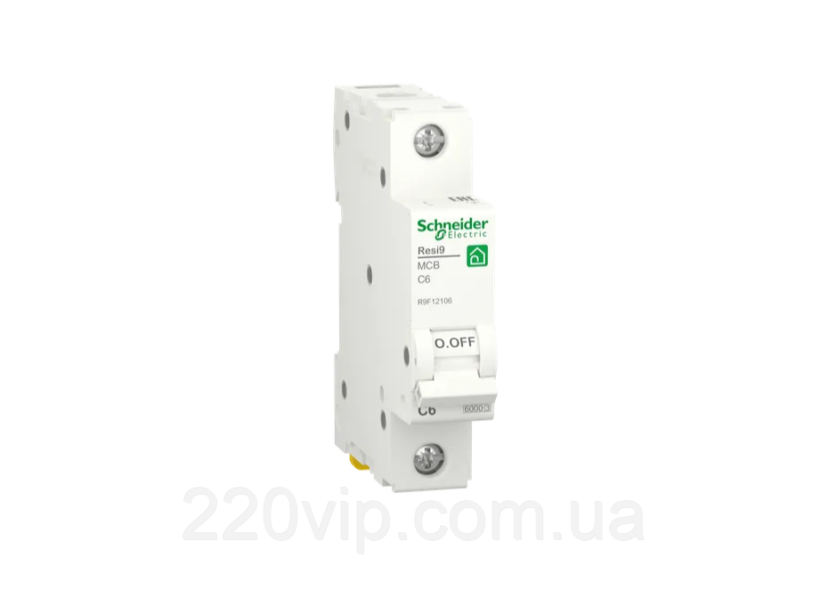 1P 6А C RESI9 Автоматичний вимикач Schneider-Electric однополюсний, R9F12106, автомат модульний Шнайдер