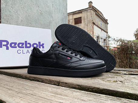 Чоловічі кросівки кеди Reebok Club C 85 Black чорні, фото 1