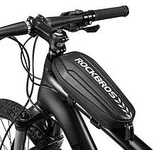 Велосипедна сумка фірмова на раму Rockbros чорний карбон 1.5 літра