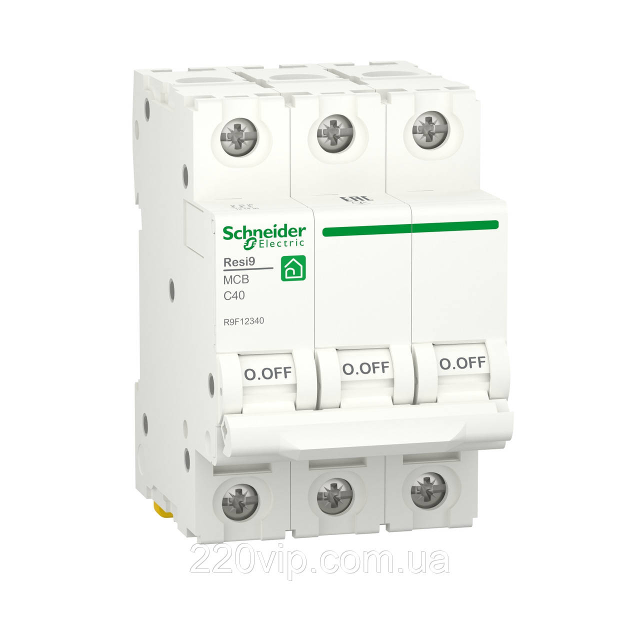 3P 40А C 6kA RESI9 Автоматичний вимикач Schneider-Electric триполюсний, R9F12340, модульний Шнайдер