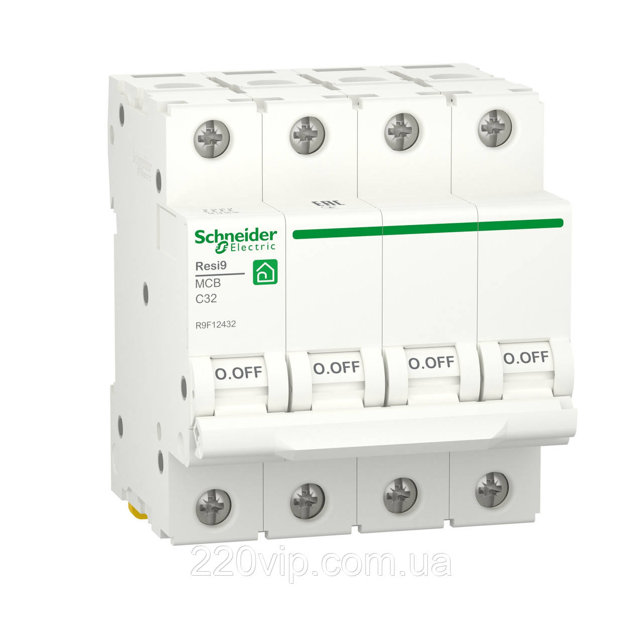 4P 32А C 6kA RESI9 Автоматичний вимикач Schneider-Electric чотириполюсний, R9F12432, модульний Шнайдер