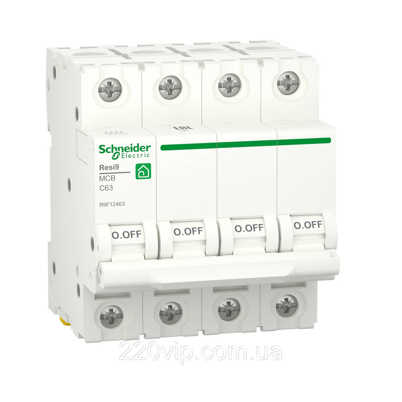 4P 63А C 6kA RESI9 Автоматичний вимикач Schneider-Electric чотириполюсний, R9F12463, модульний Шнайдер