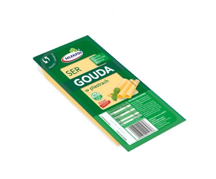 Сыр нарезанный твердый Ser Gouda Mlekpol Млекпол Гауда 250 г Польша - фото 1 - id-p1471529788