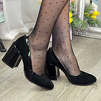 Туфли женские на высоком каблуке, цвет черный